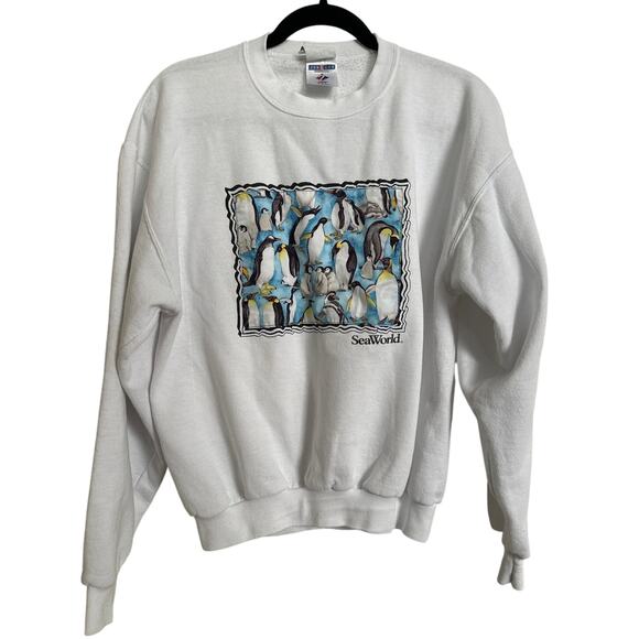 Vintage Tops - Vintage 90s SeaWorld Penguin Graphic Sweatshirt - Jerzees NuBlend -‎ Size Medium
